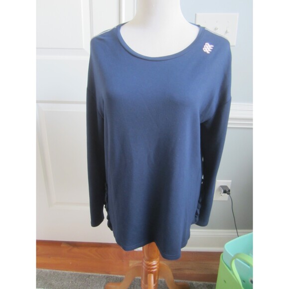 Db  SUNDAY LONG SLEEVE NAVY KNIT TOP BREAST CA AWARENESS  SIZE MEDIUM - Picture 1 of 6